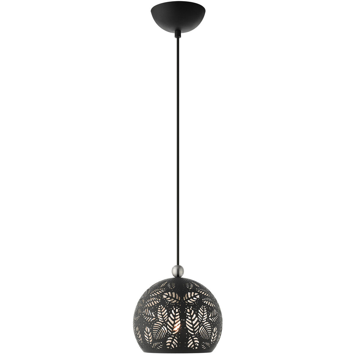 Chantily 1 Light 8 inch Black with Brushed Nickel Accents Pendant Ceiling Light