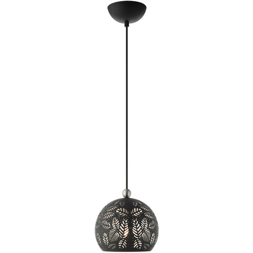 Chantily 1 Light 8 inch Black with Brushed Nickel Accents Pendant Ceiling Light