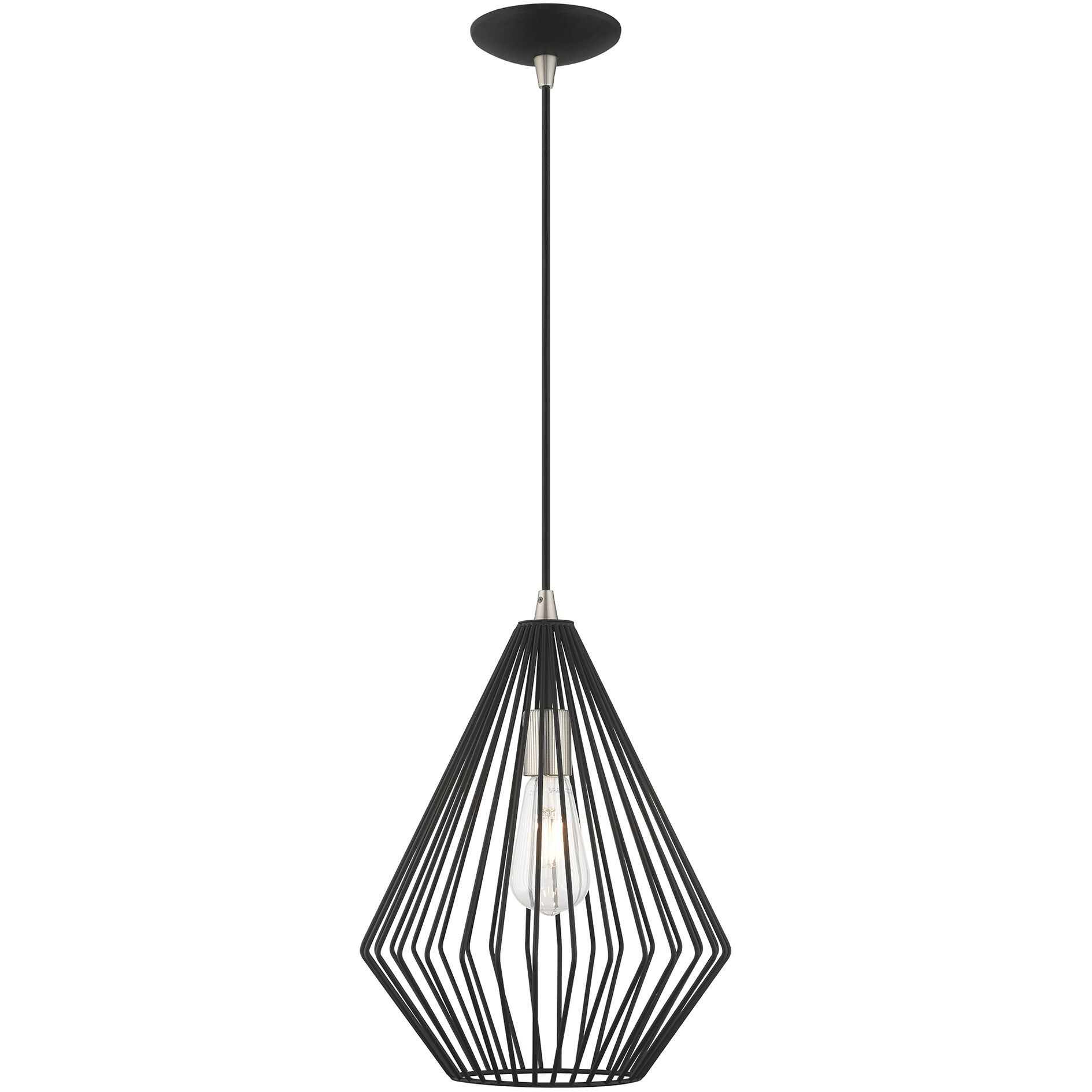 Geometric 1 Light 11.5 inch Black Mini Pendant Ceiling Light