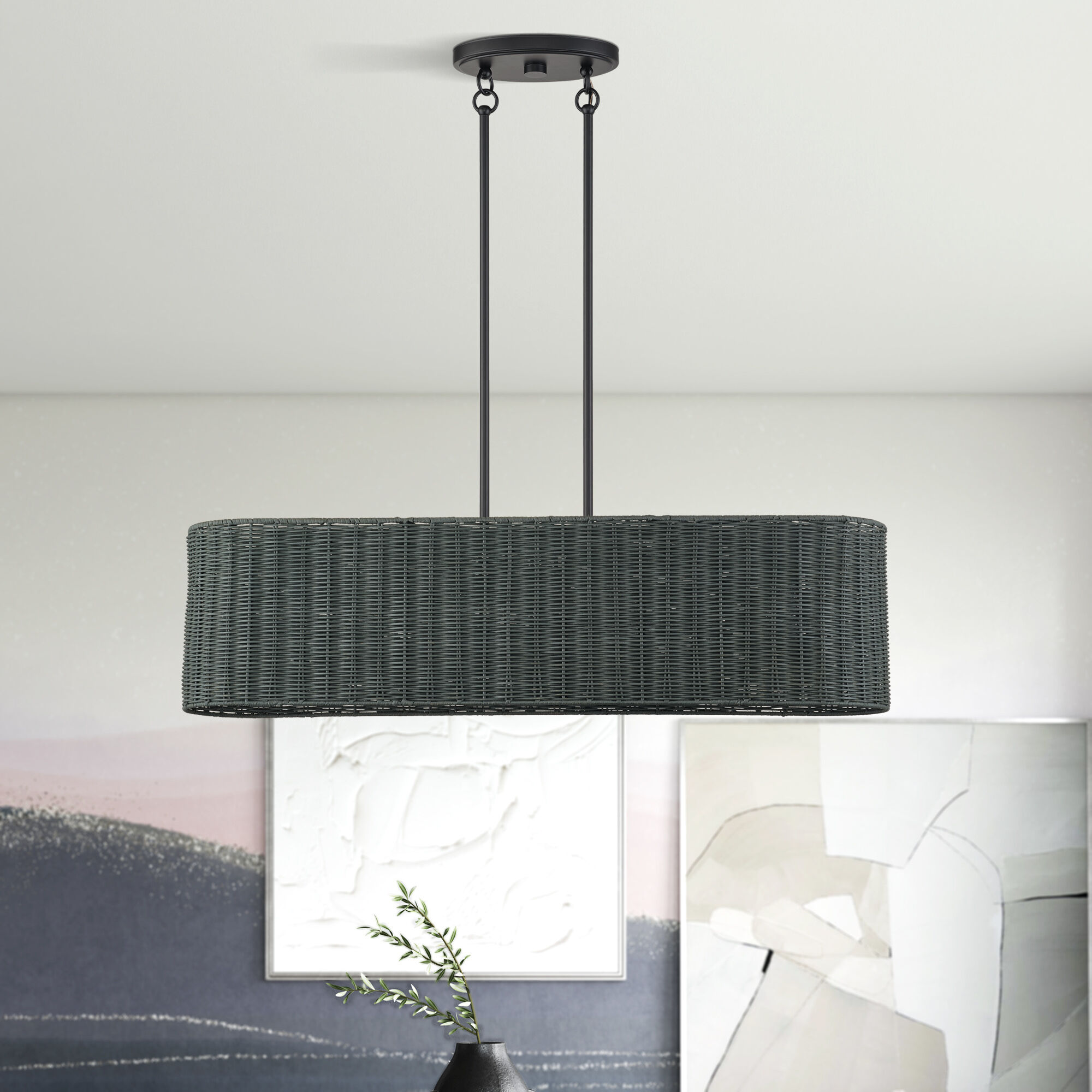 Weavington 4 Light 36 inch Black Linear Chandelier Ceiling Light, Large