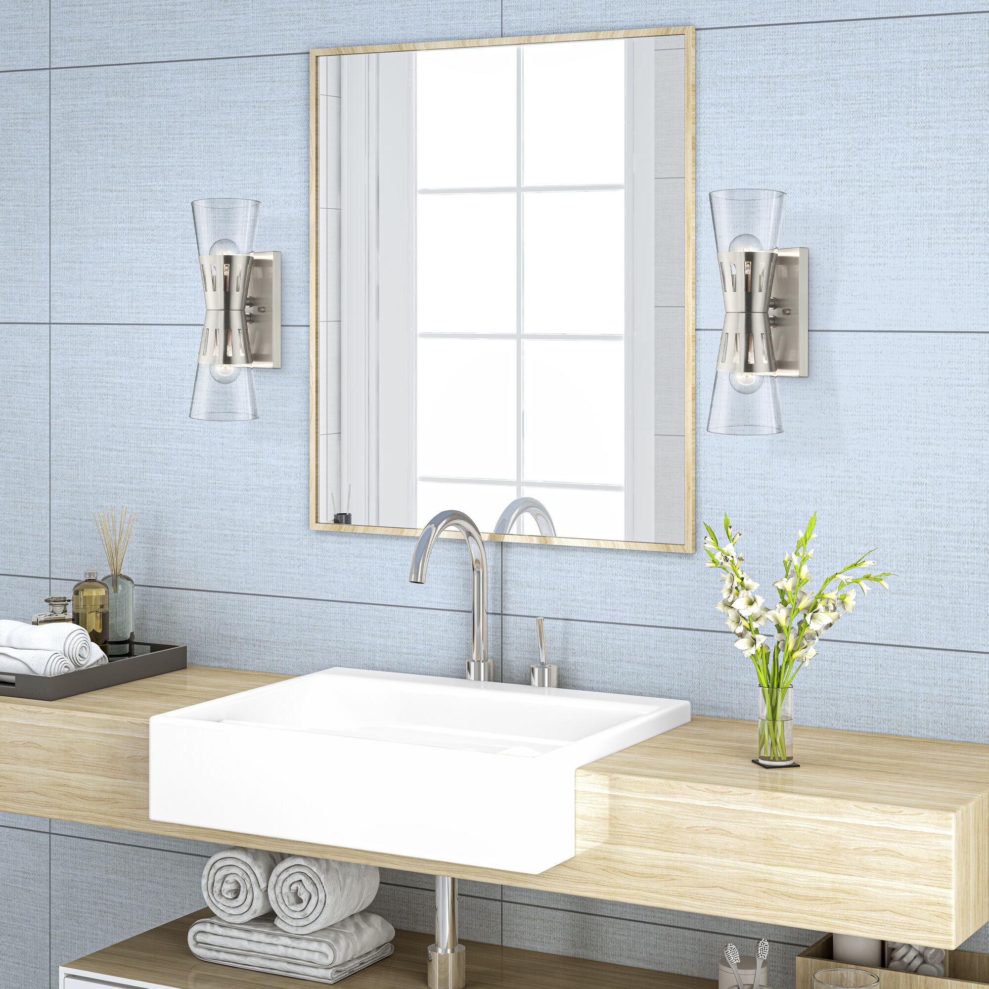 Bennington 2 Light 14.25 inch Brushed Nickel Sconce Wall Light