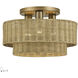 Weavington 3 Light 15 inch Antique Gold Leaf Semi Flush Mount Ceiling Light, Large
