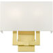 Meridian 2 Light 13 inch Satin Brass ADA ADA Sconce Wall Light