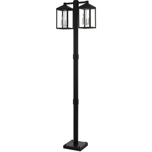 Nyack 6 Light 93 inch Black with Brushed Nickel Cluster Outdoor Post Light
