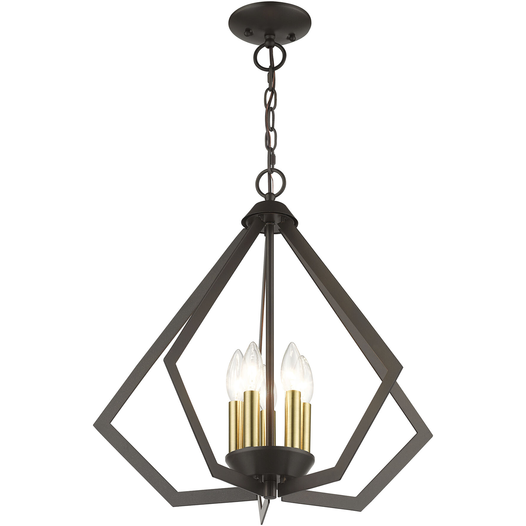 Prism 5 Light 20 inch English Bronze with Antique Brass Finish Accents Chandelier Ceiling Light