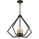 Prism 5 Light 20 inch English Bronze with Antique Brass Finish Accents Chandelier Ceiling Light