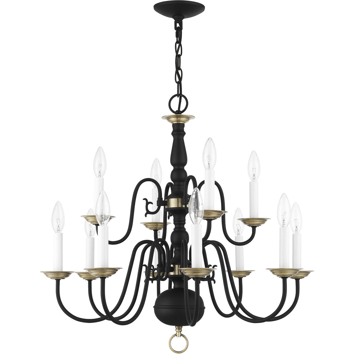 Williamsburg 12 Light 26 inch Black Chandelier Ceiling Light