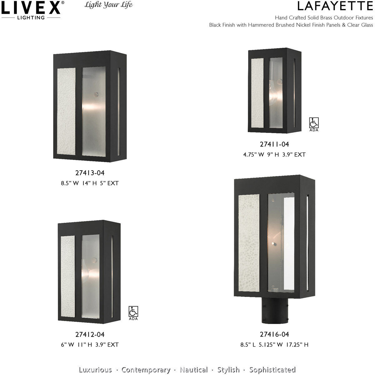 Lafayette 1 Light 14 inch Black Outdoor Wall Lantern