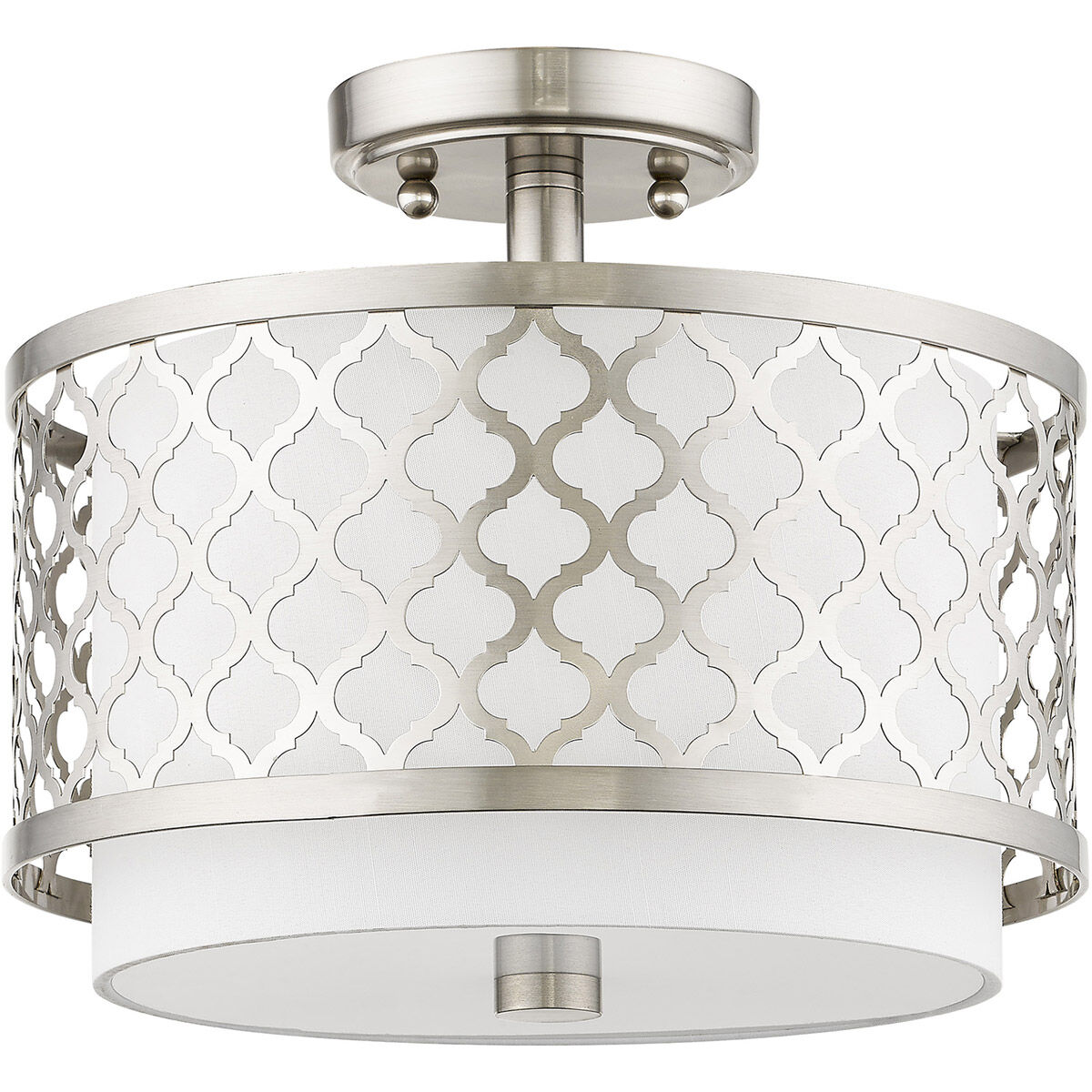 Arabesque 2 Light 12 inch Brushed Nickel Semi-Flush Mount Ceiling Light