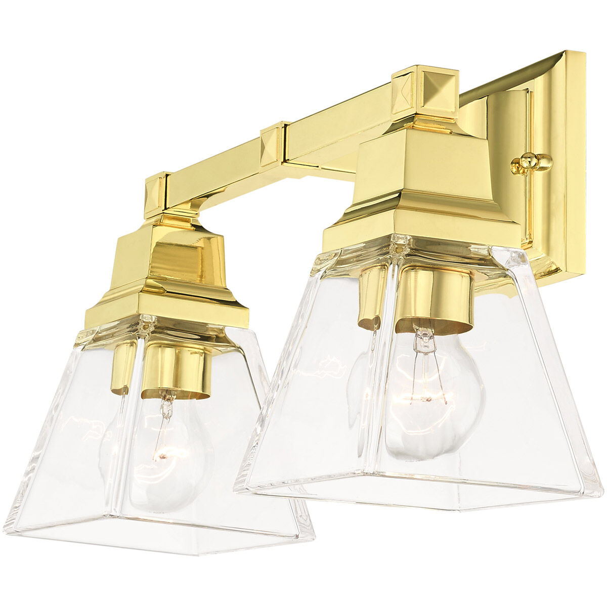 Mission 2 Light 15 inch Polished Brass Vanity Sconce Wall Light
