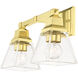 Mission 2 Light 15 inch Polished Brass Vanity Sconce Wall Light