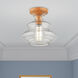Everett 1 Light 9 inch Shiny Orange Semi-Flush Ceiling Light