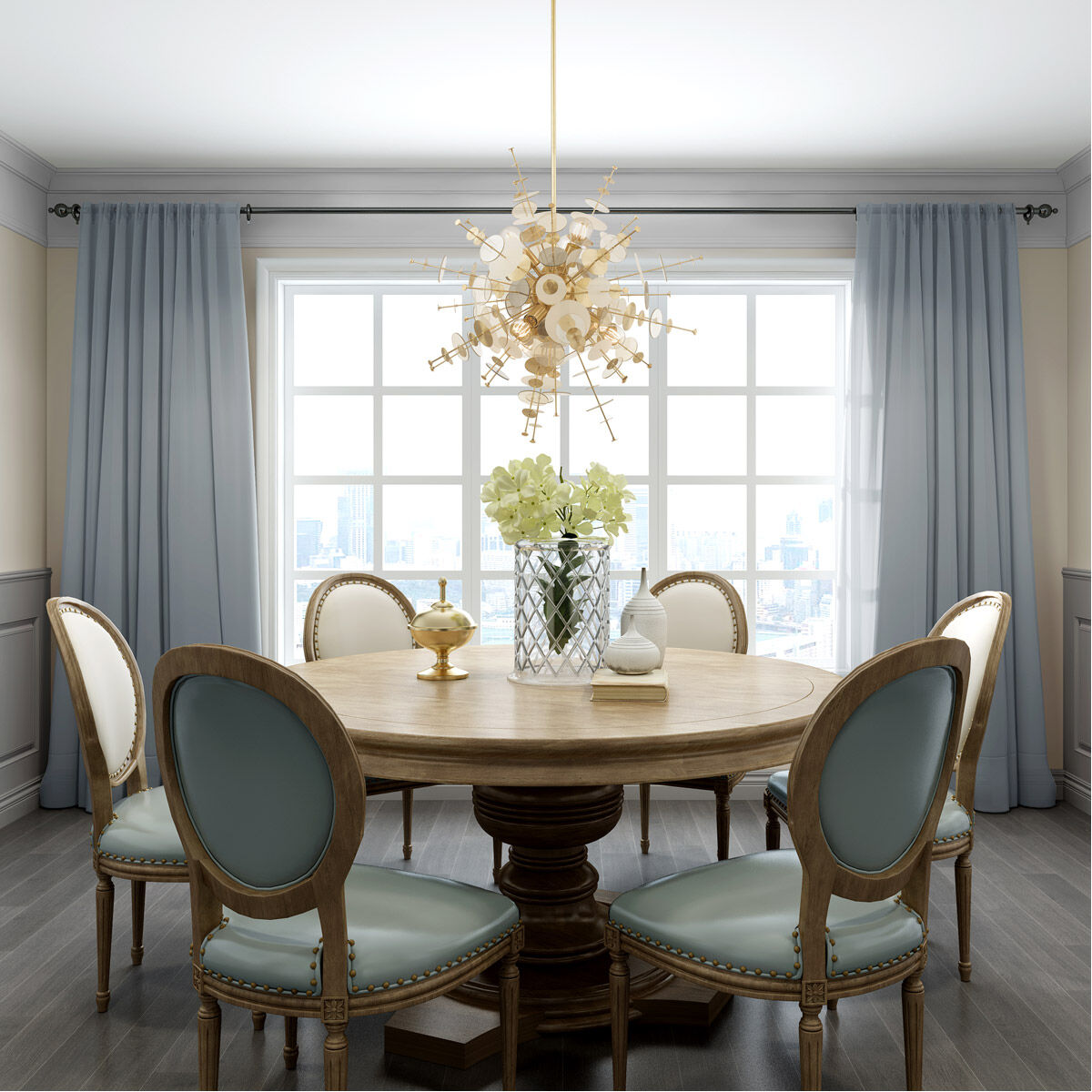 Circulo 6 Light 30 inch Satin Brass Pendant Chandelier Ceiling Light