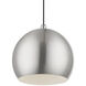 Stockton 1 Light 12 inch Brushed Nickel with Polished Chrome Accents Pendant Ceiling Light, Globe