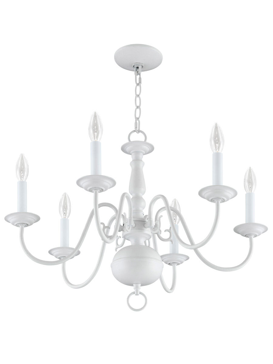 Williamsburgh 6 Light 24 inch White Chandelier Ceiling Light