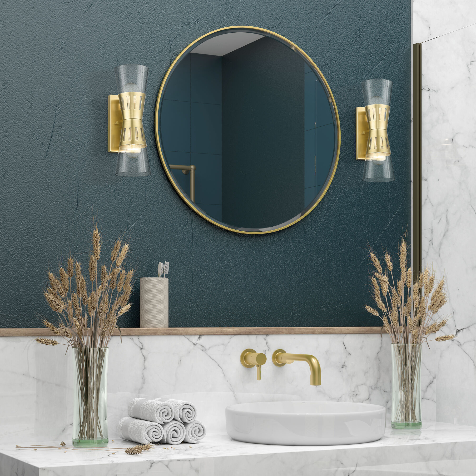 Bennington 2 Light 14.25 inch Natural Brass Sconce Wall Light