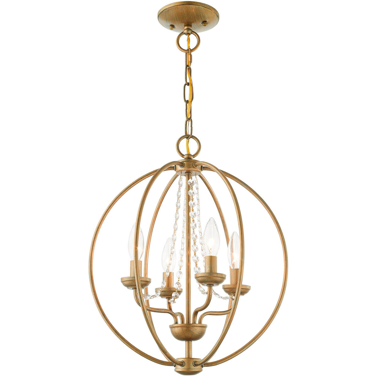 Arabella 4 Light 15 inch Antique Gold Leaf Convertible Mini Chandelier/Ceiling Mount Ceiling Light
