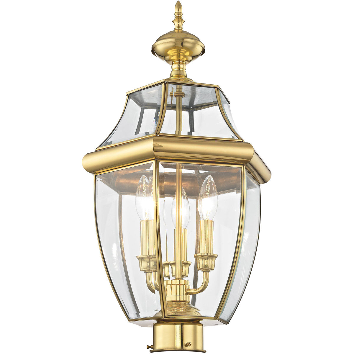Monterey 3 Light 23.5 inch Polished Brass Outdoor Post Top Lantern