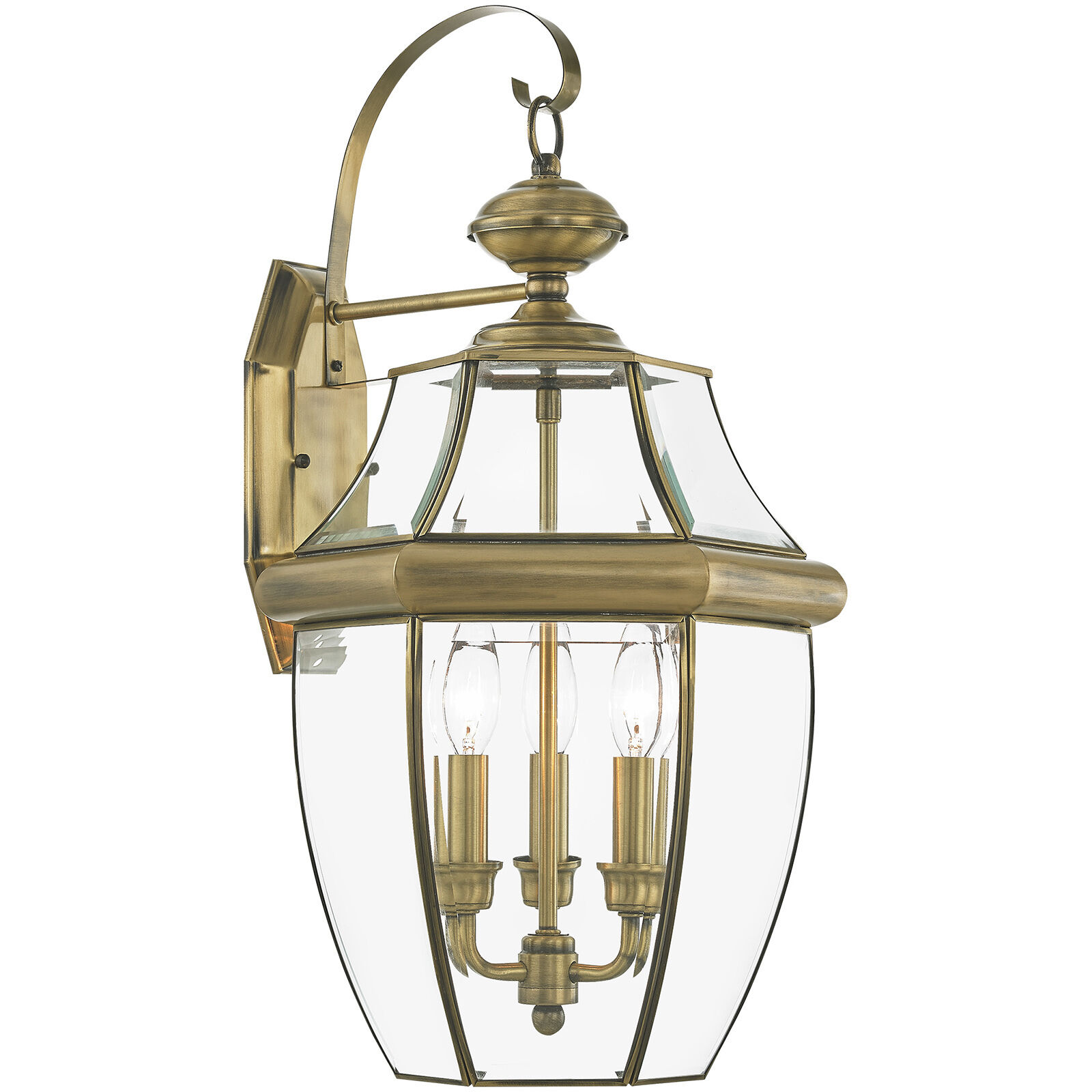 Monterey 3 Light 23 inch Antique Brass Outdoor Wall Lantern 