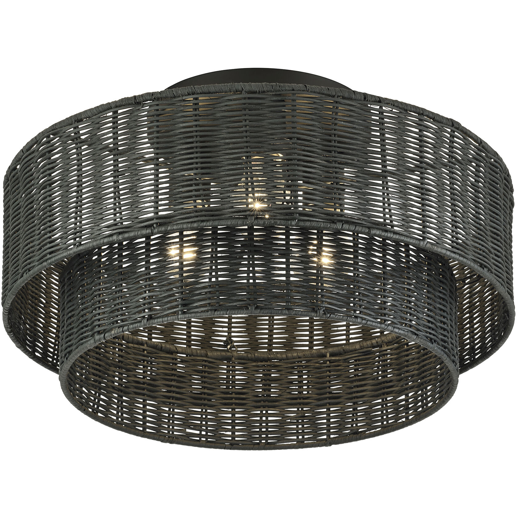 Weavington 3 Light 18 inch Black Semi Flush Mount Ceiling Light, Large