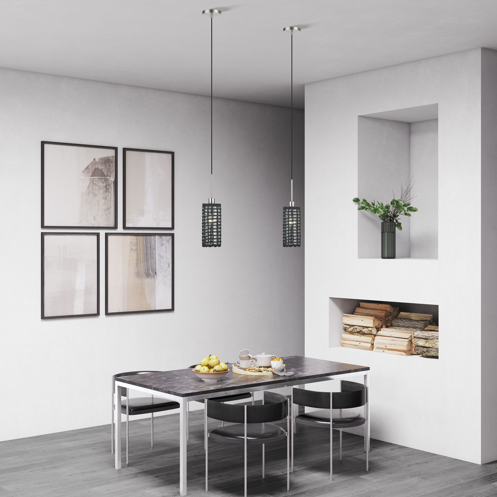 Twinewell 1 Light 5.13 inch Brushed Nickel Mini Pendant Ceiling Light