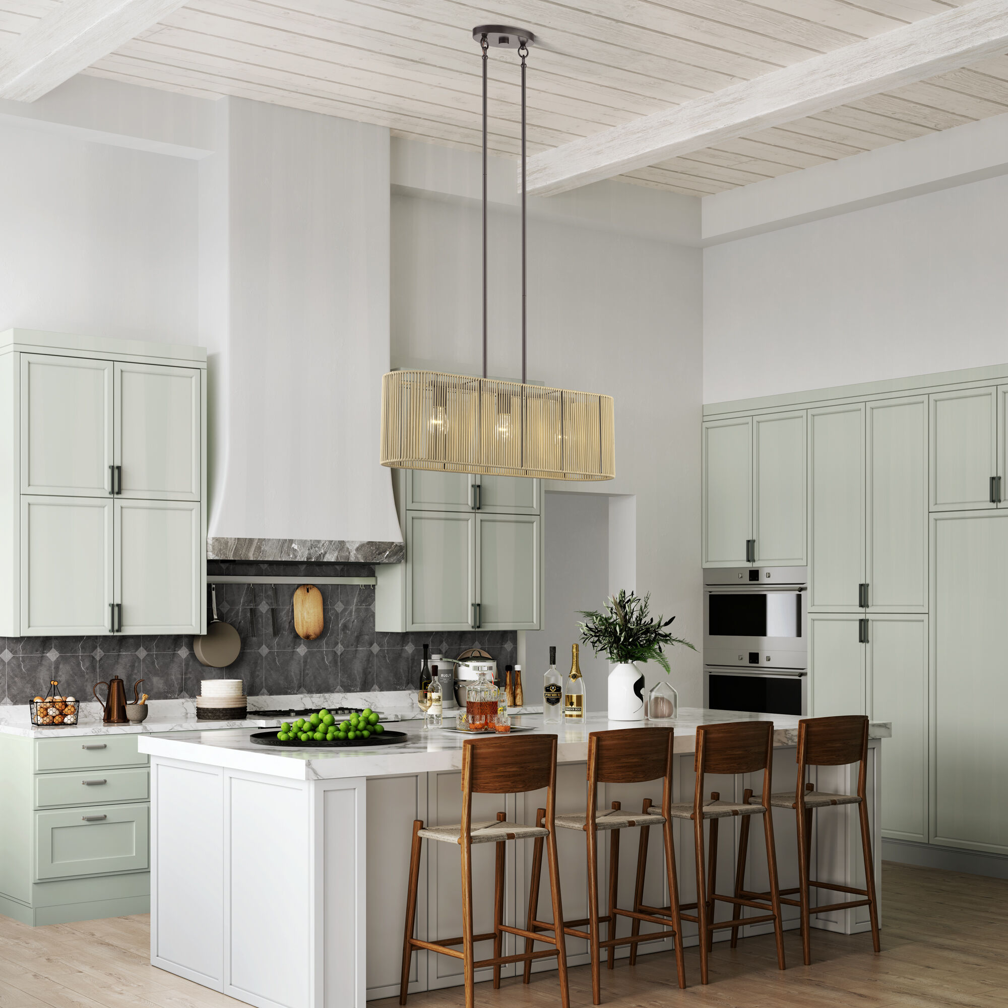 Goldiemesh 3 Light 30 inch English Bronze Linear Chandelier Ceiling Light, Medium