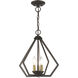 Prism 3 Light 14 inch English Bronze with Antique Brass Finish Accents Semi Flush Mount Ceiling Light