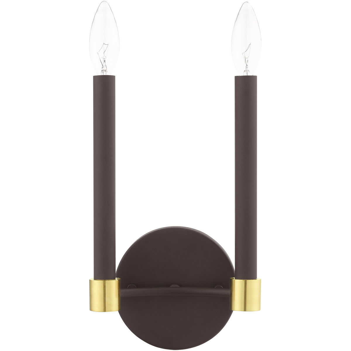 Karlstad 2 Light 7 inch Bronze with Satin Brass Accents ADA Sconce Wall Light