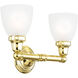 Classic 2 Light 16 inch Polished Brass Bath Vanity Wall Light