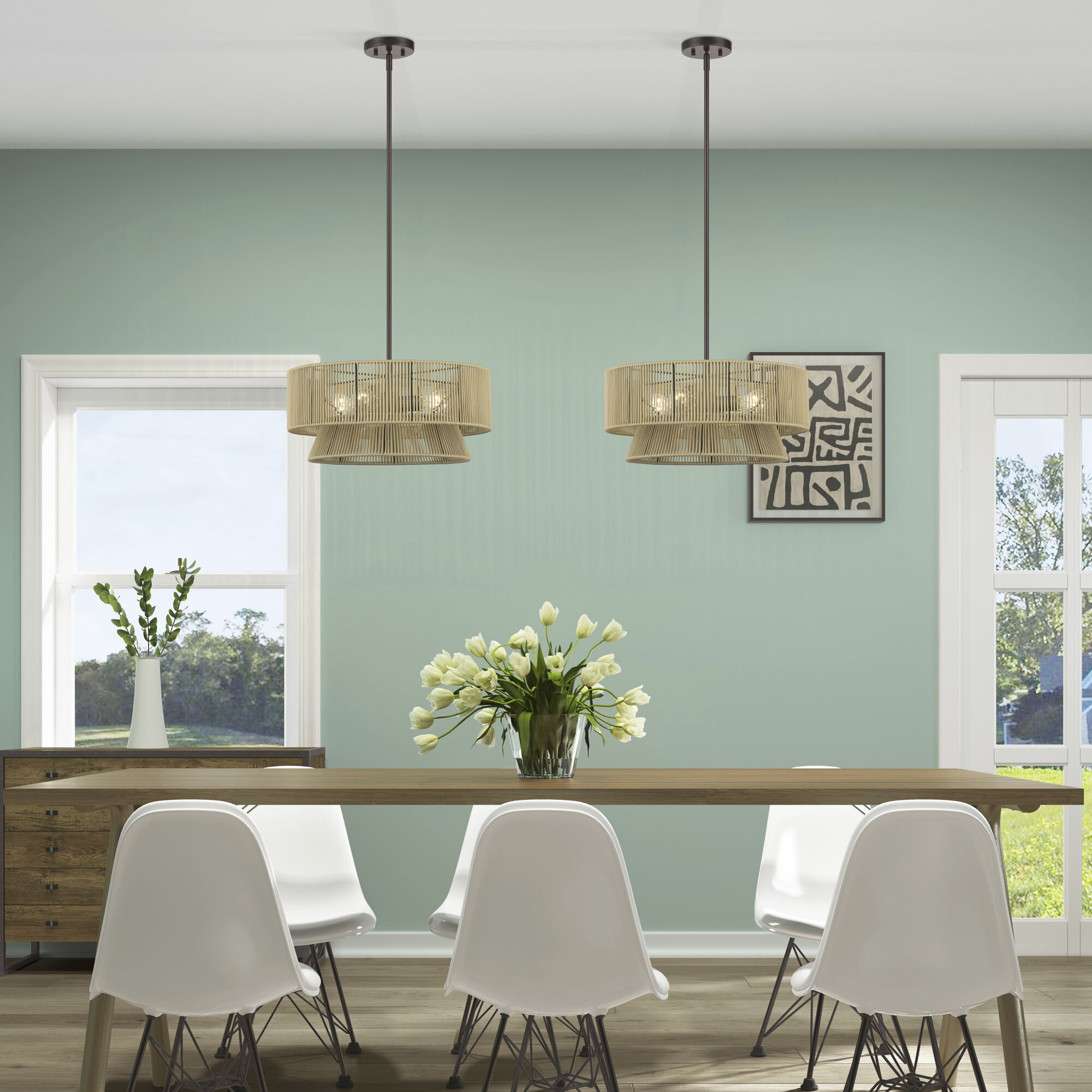 Florell 4 Light 20 inch English Bronze Pendant Chandelier Ceiling Light