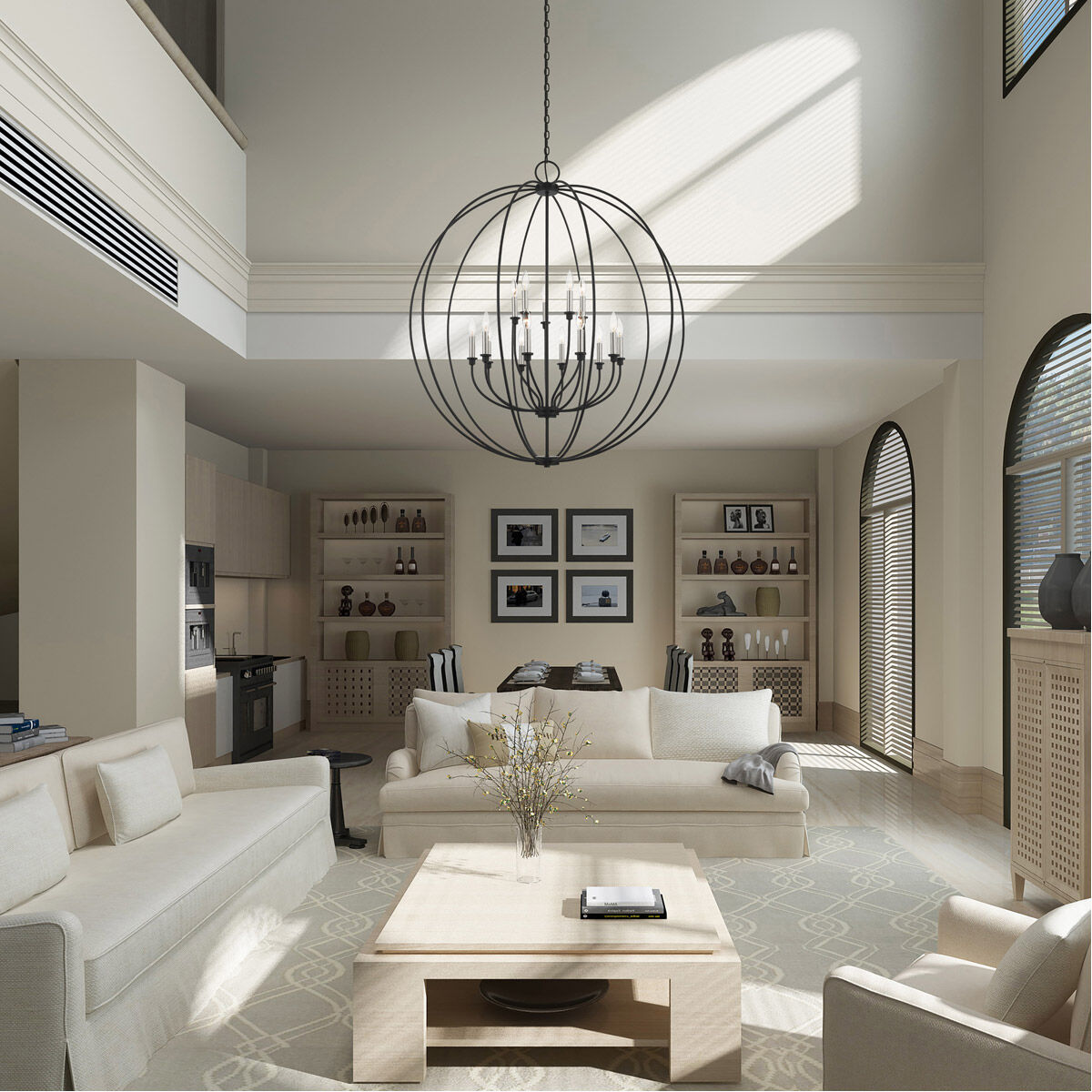 Milania 15 Light 42 inch Black with Brushed Nickel Accents Chandelier Ceiling Light 