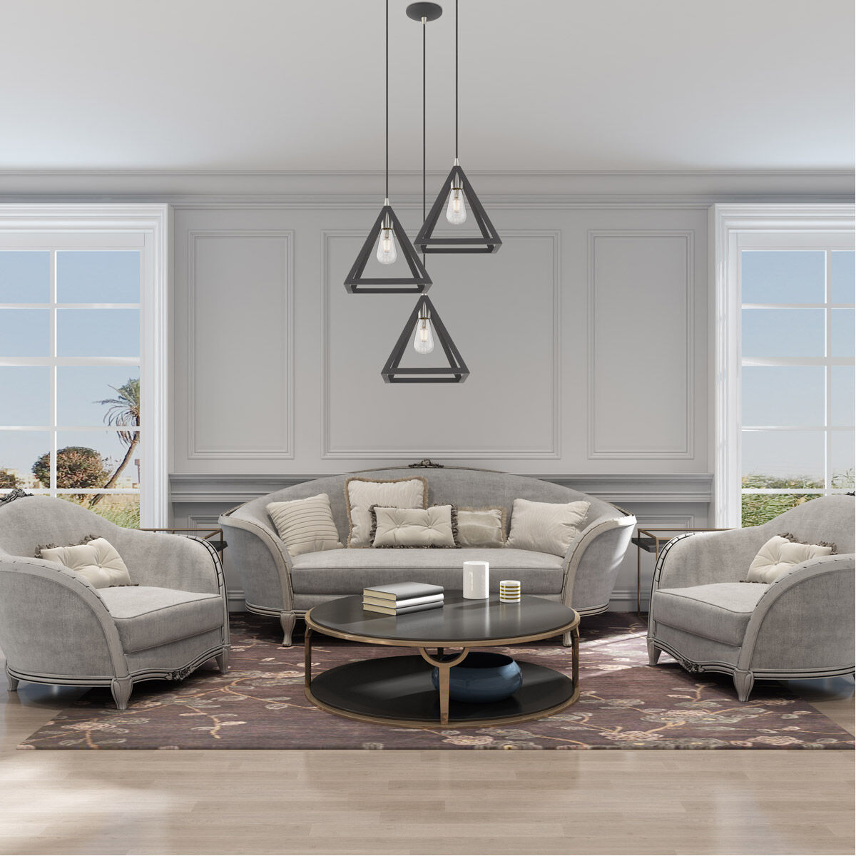 Geometric 1 Light 13.88 inch Scandinavian Gray Mini Pendant Ceiling Light