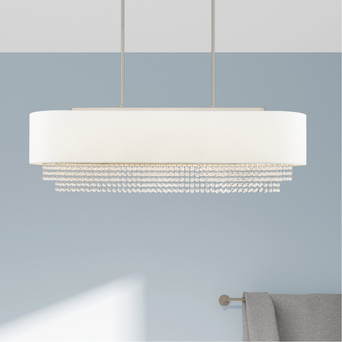 Carlisle 5 Light 41 inch Brushed Nickel Linear Chandelier Ceiling Light