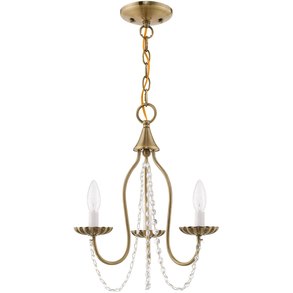 Alessia 3 Light 13 inch Antique Brass Mini Chandelier Ceiling Light