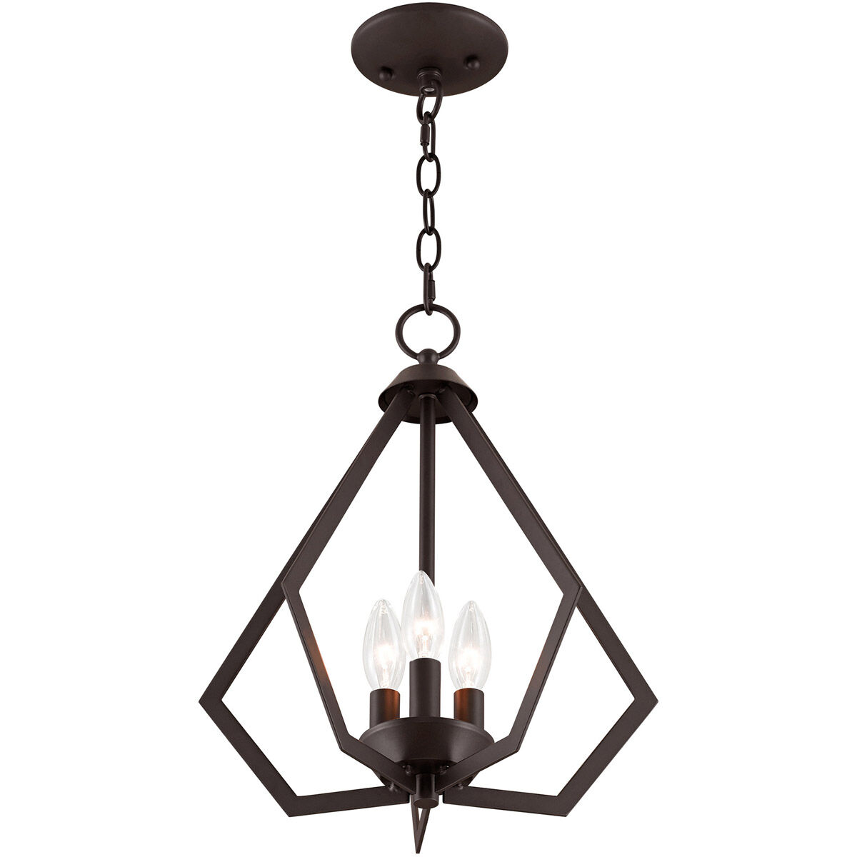 Prism 3 Light 14 inch Bronze Convertible Mini Chandelier/Ceiling Mount Ceiling Light