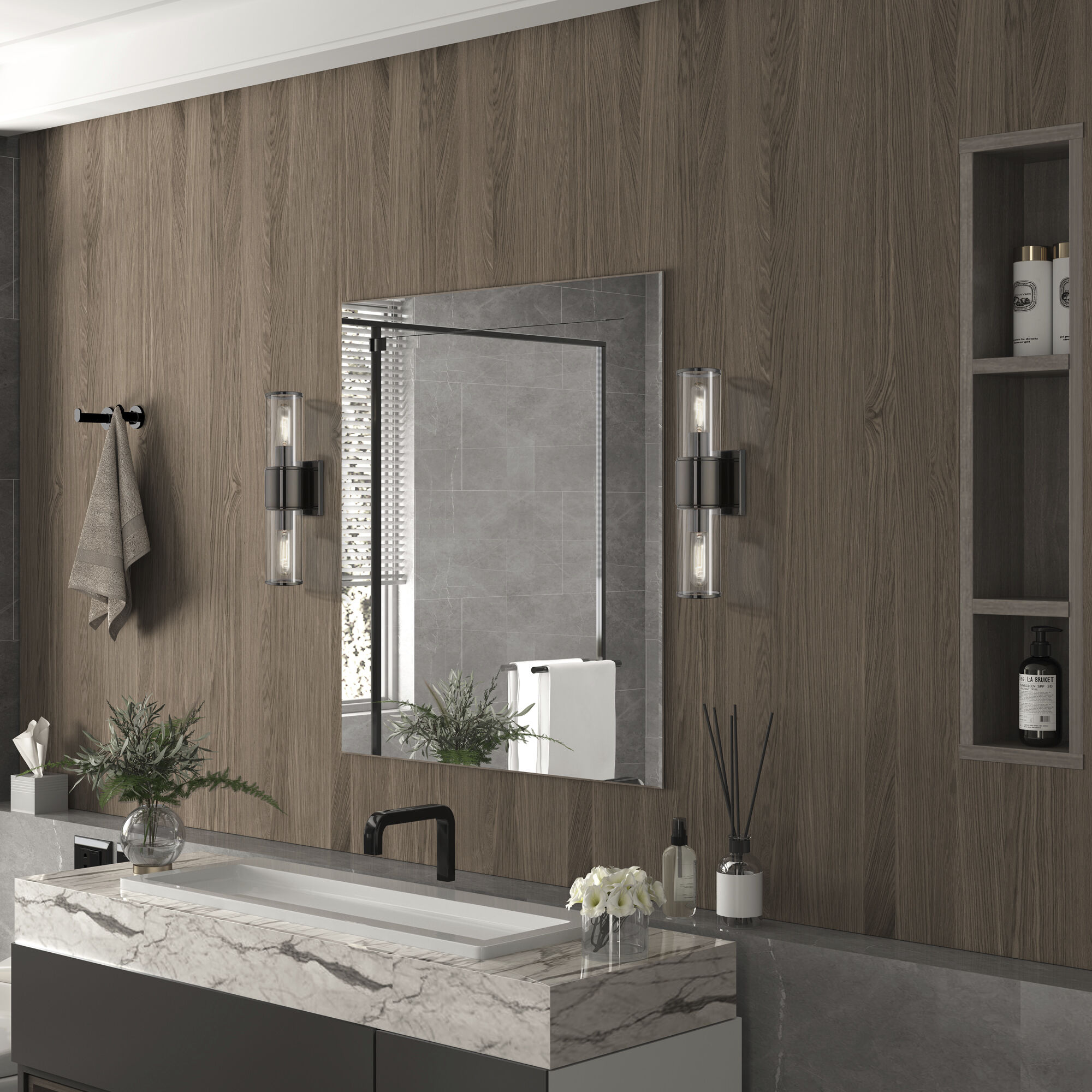 Quincy 2 Light 16 inch Black Chrome Vanity Sconce Wall Light