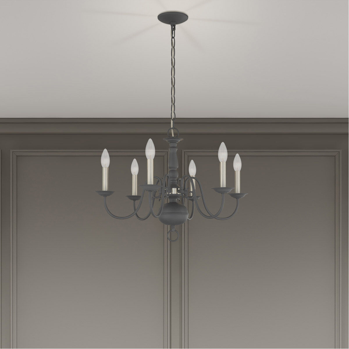 Williamsburgh 6 Light 24 inch Scandinavian Gray Chandelier Ceiling Light