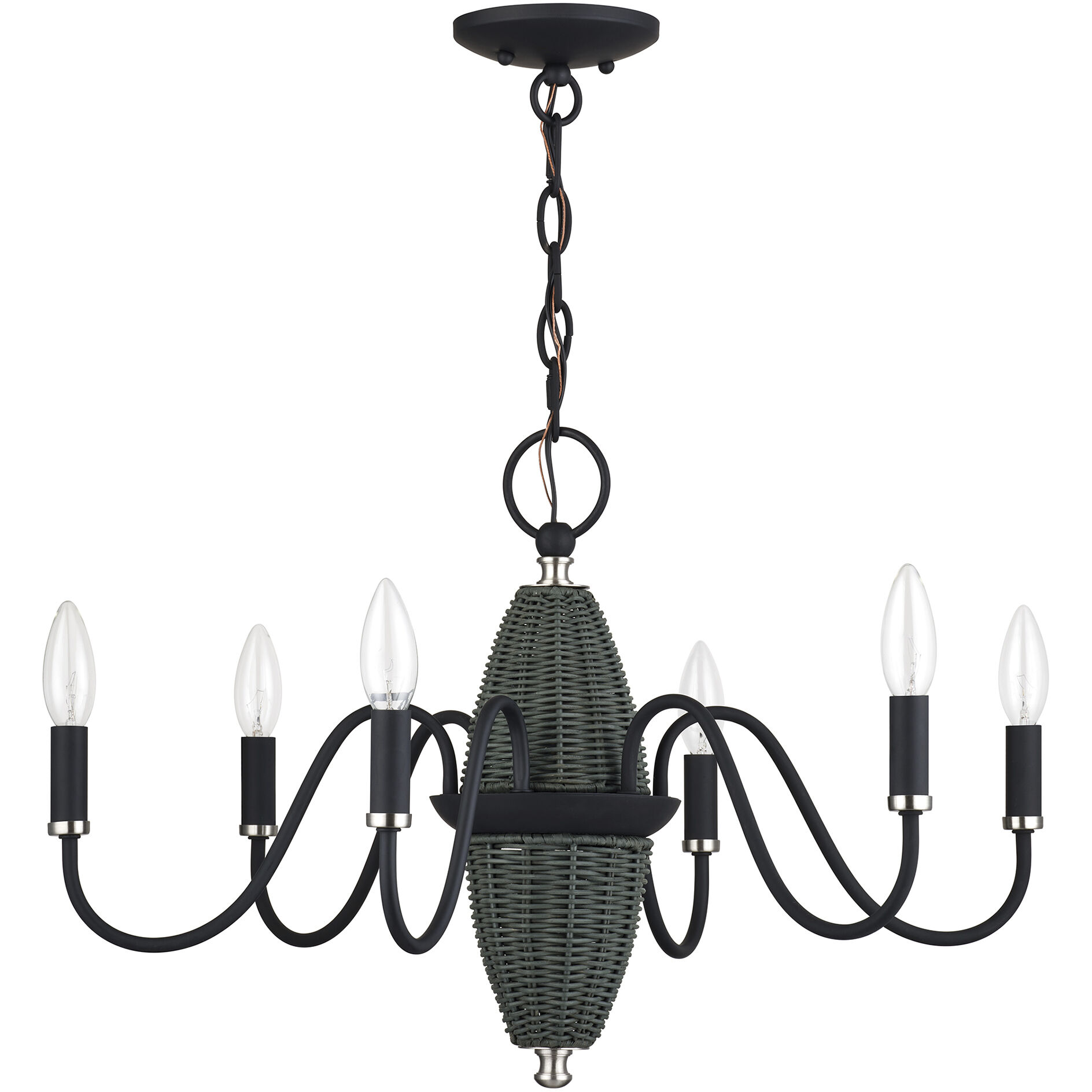 Laurelin 6 Light 24 inch Black with Brushed Nickel Accents Chandelier Ceiling Light