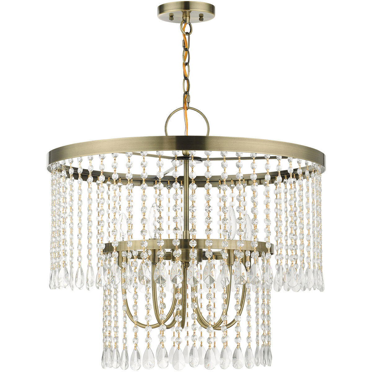 Elizabeth 5 Light 24 inch Antique Brass Pendant Chandelier Ceiling Light