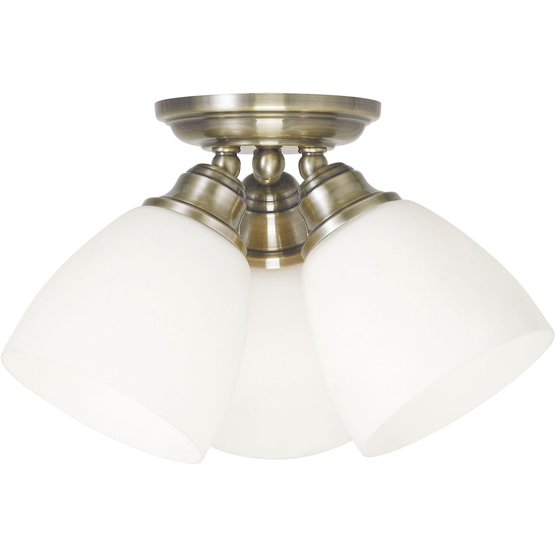 Somerville 3 Light 14 inch Antique Brass Semi-Flush Mount Ceiling Light