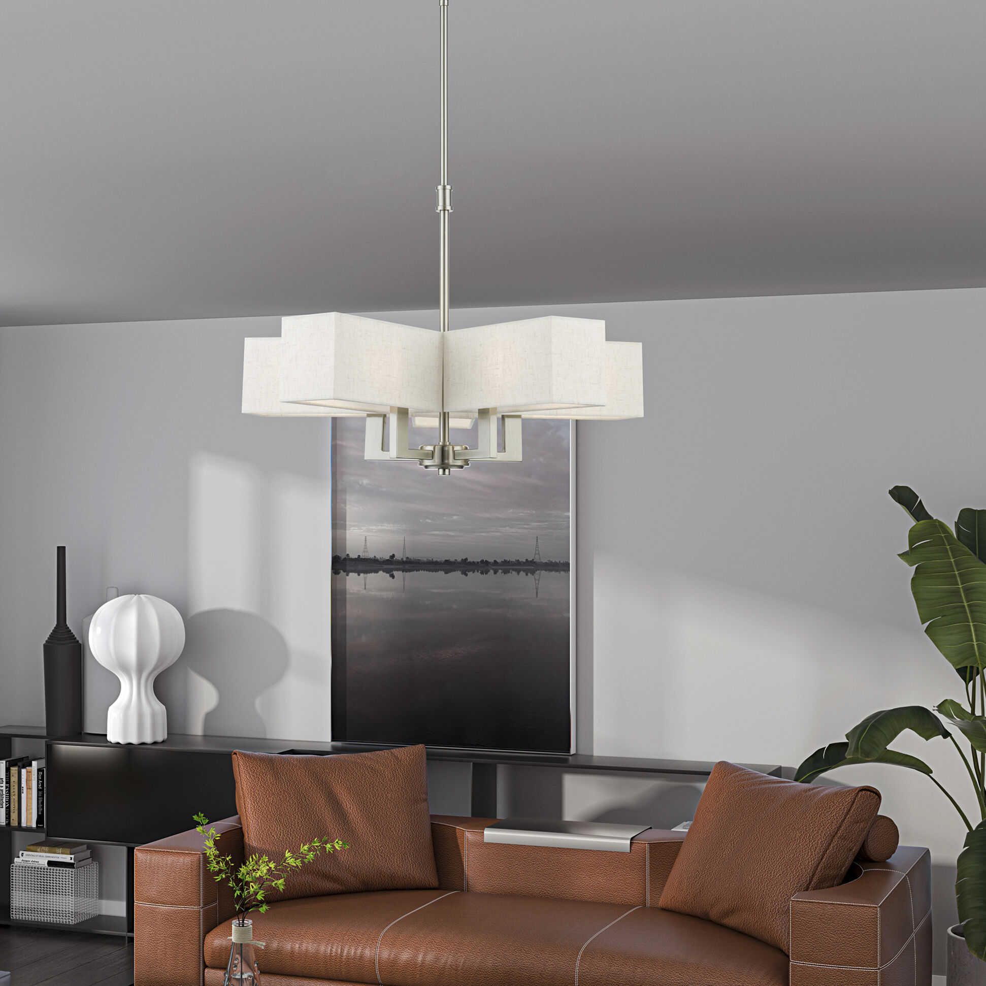 Rubix 5 Light 26 inch Brushed Nickel Chandelier Ceiling Light