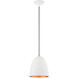 Arlington 1 Light 10 inch White with Brushed Nickel Accents Pendant Ceiling Light