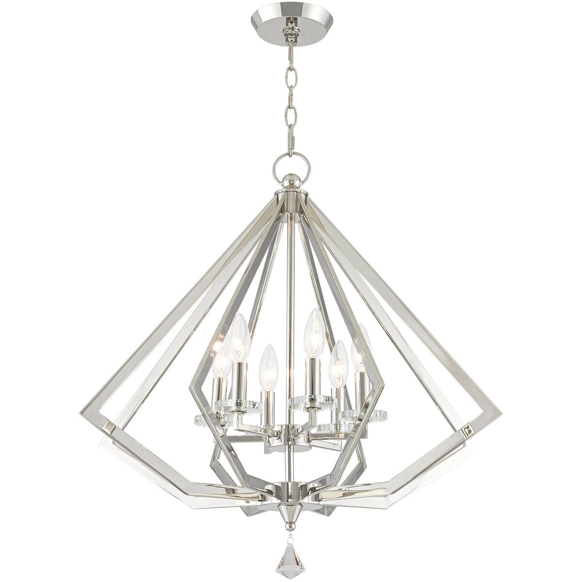 Diamond 6 Light 25 inch Polished Nickel Chandelier Ceiling Light