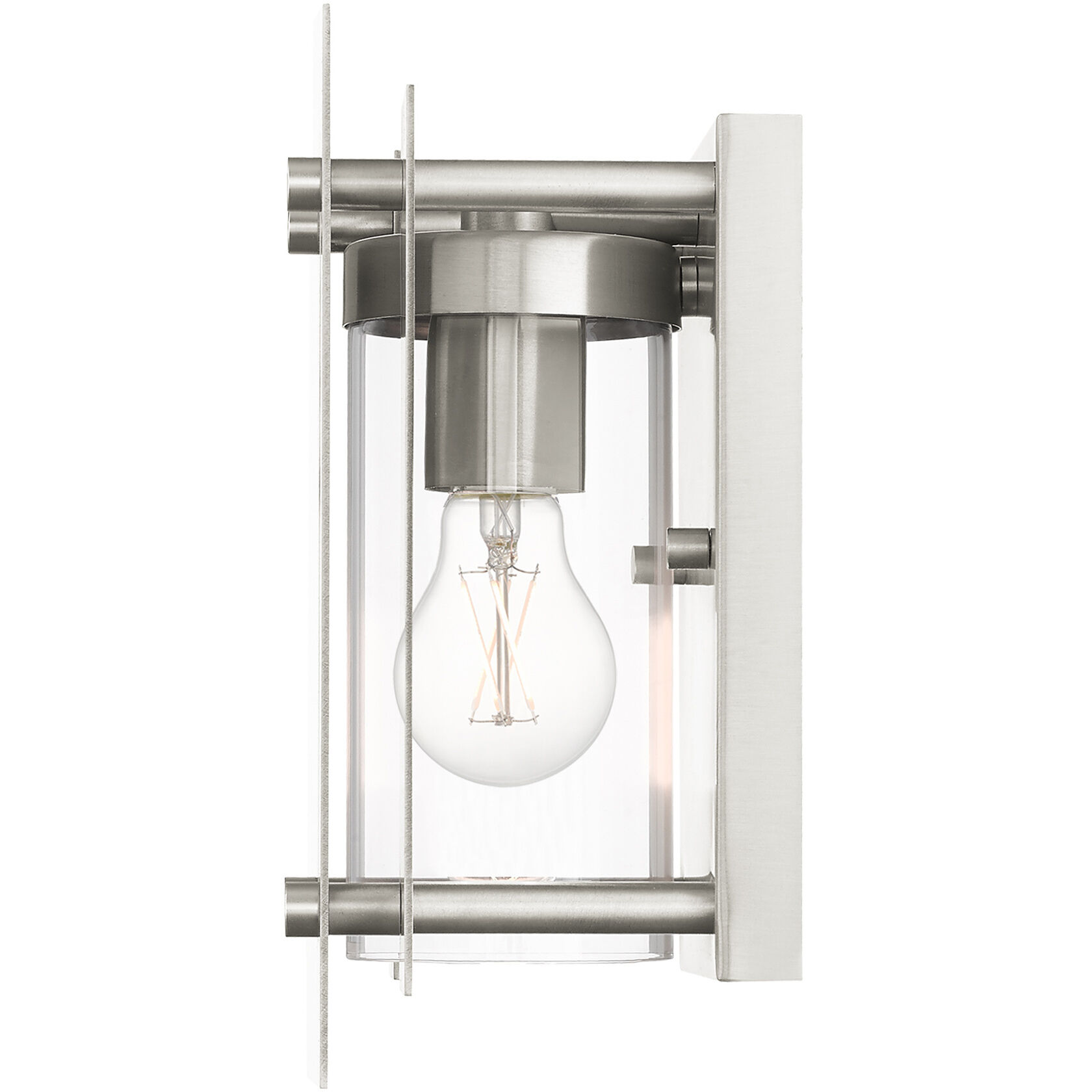Utrecht 1 Light 10 inch Brushed Nickel Accents Outdoor Wall Lantern