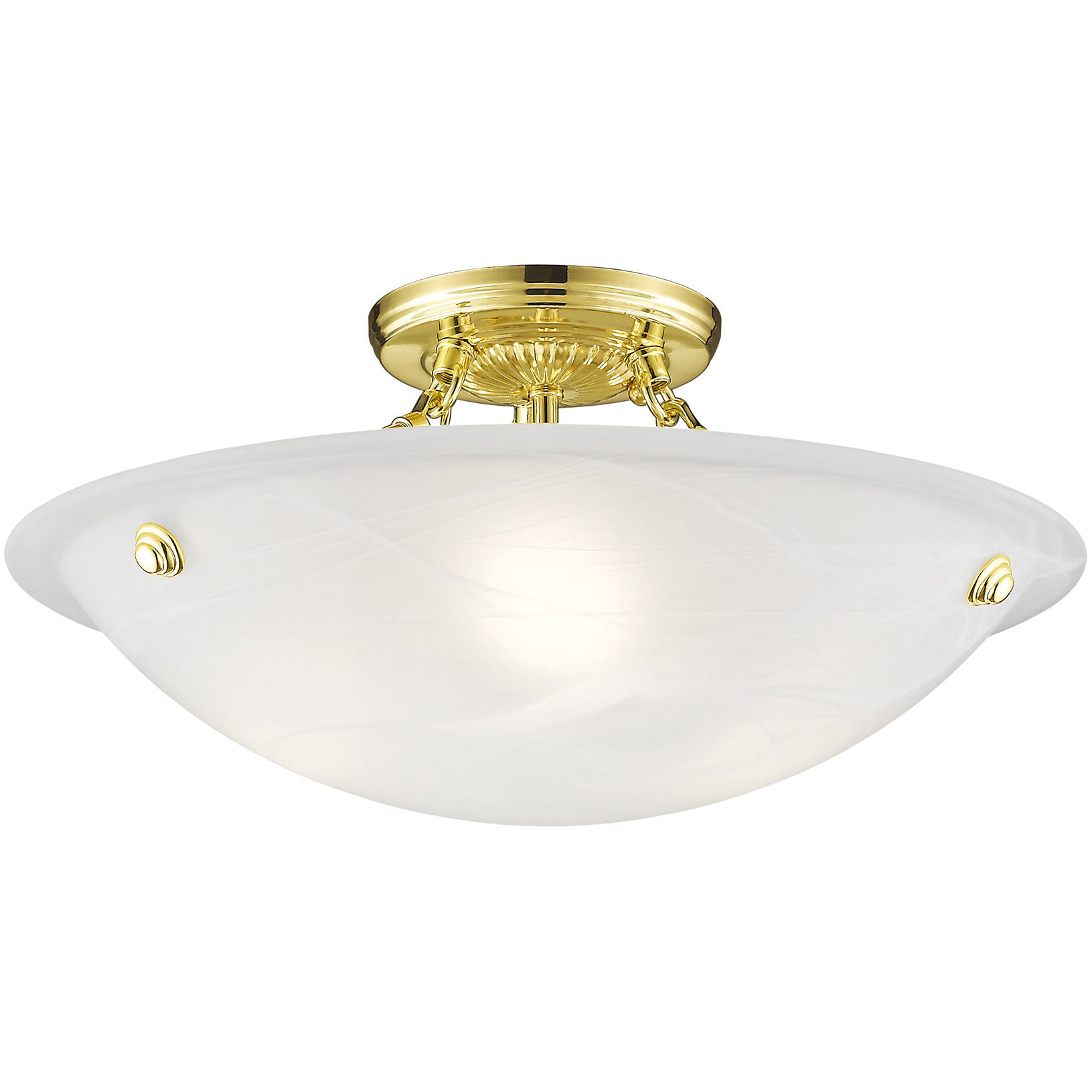 Oasis 3 Light 16 inch Polished Brass Semi-Flush Mount Ceiling Light