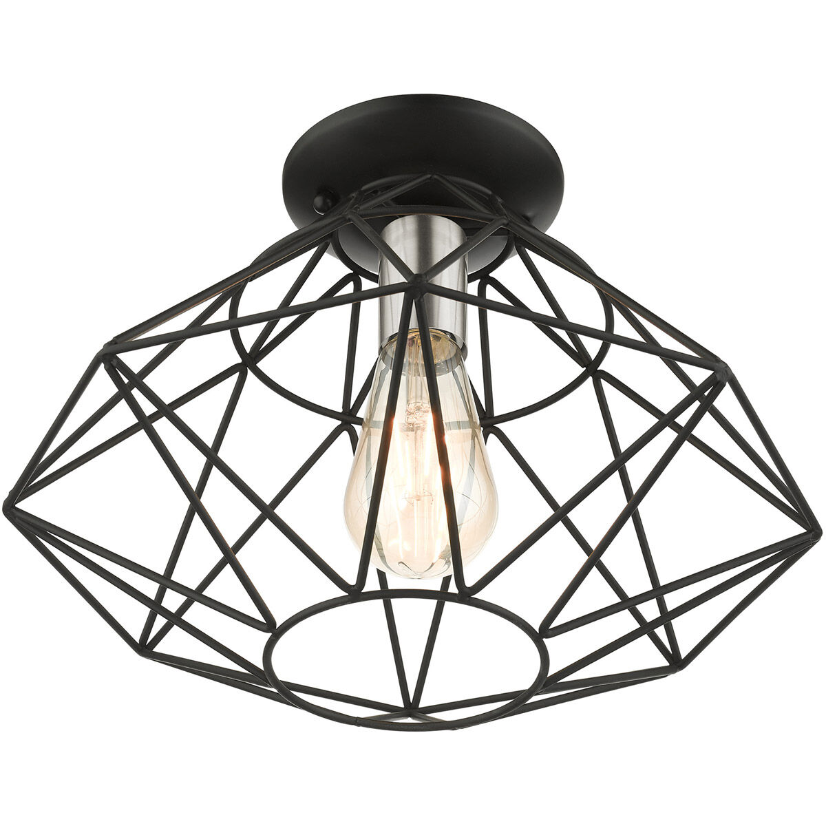 Geometric 1 Light 14 inch Black Flush Mount Ceiling Light