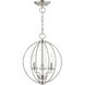 Arabella 3 Light 12 inch Brushed Nickel Convertible Mini Chandelier/ Semi-Flush Ceiling Light, Globe