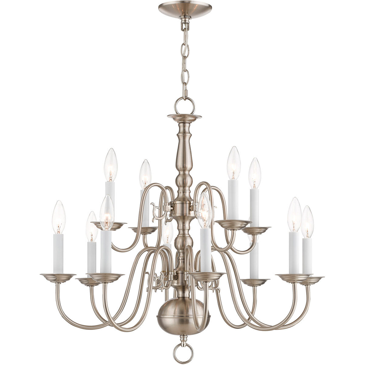 Williamsburgh 12 Light 26 inch Brushed Nickel Chandelier Ceiling Light