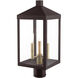 Nyack 3 Light 19.5 inch Bronze with Antique Brass Cluser Outdoor Post Top Lantern