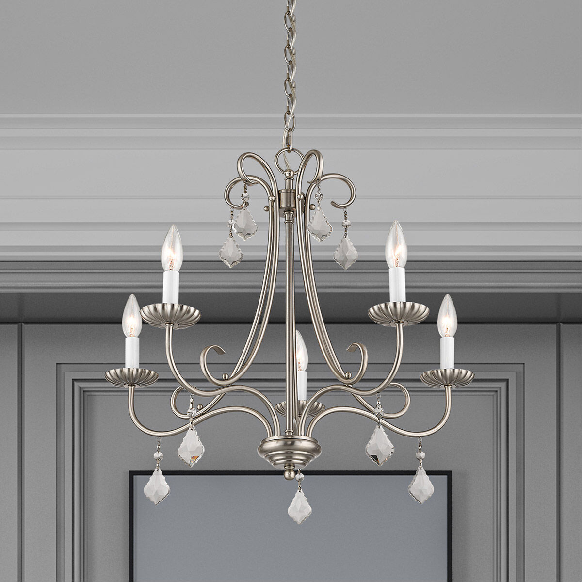 Daphne 5 Light 25 inch Brushed Nickel Chandelier Ceiling Light